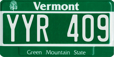 VT license plate YYR409
