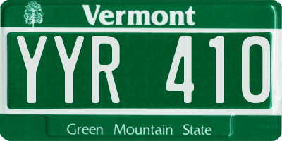 VT license plate YYR410