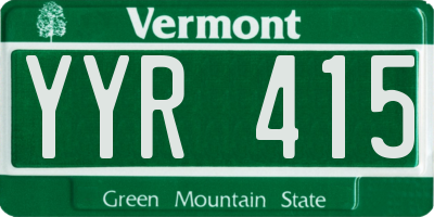 VT license plate YYR415