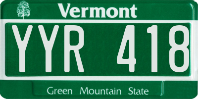 VT license plate YYR418