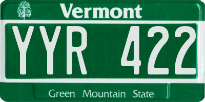 VT license plate YYR422