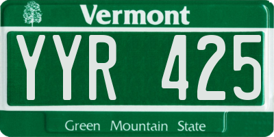 VT license plate YYR425