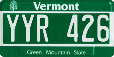 VT license plate YYR426