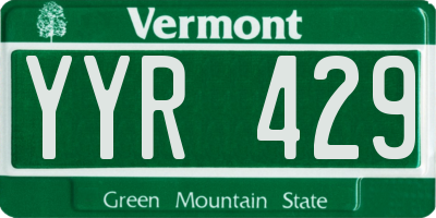 VT license plate YYR429