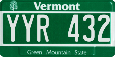 VT license plate YYR432