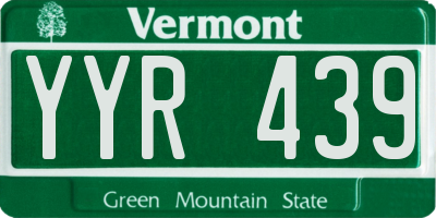 VT license plate YYR439