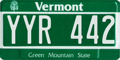 VT license plate YYR442