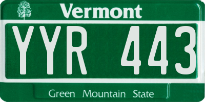 VT license plate YYR443