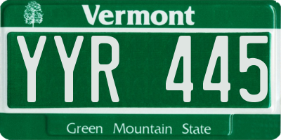 VT license plate YYR445