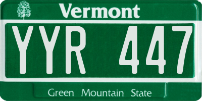 VT license plate YYR447