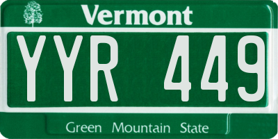 VT license plate YYR449