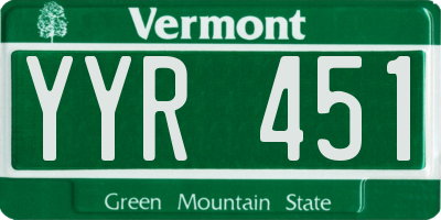 VT license plate YYR451
