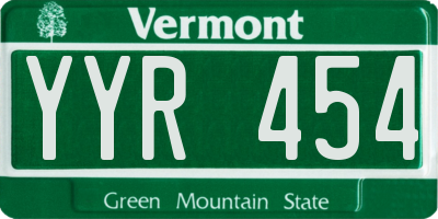 VT license plate YYR454