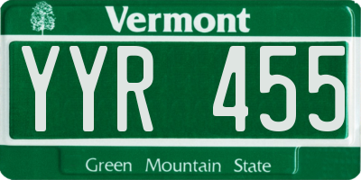 VT license plate YYR455