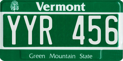 VT license plate YYR456