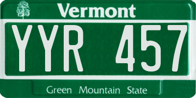 VT license plate YYR457