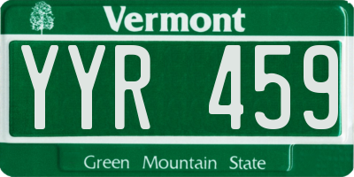 VT license plate YYR459