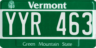 VT license plate YYR463