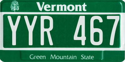 VT license plate YYR467