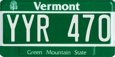 VT license plate YYR470