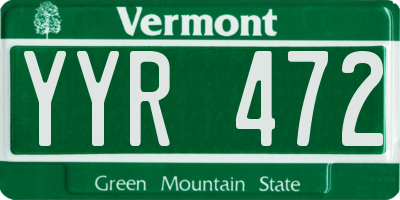 VT license plate YYR472