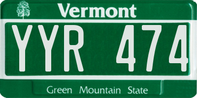VT license plate YYR474