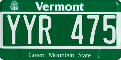VT license plate YYR475