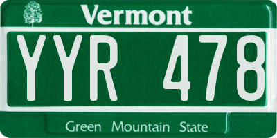 VT license plate YYR478