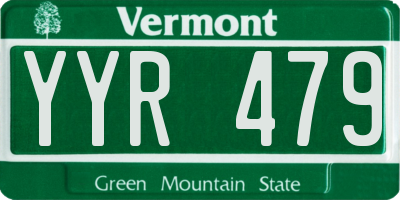 VT license plate YYR479