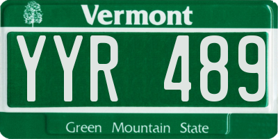 VT license plate YYR489