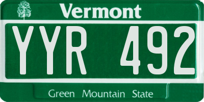 VT license plate YYR492