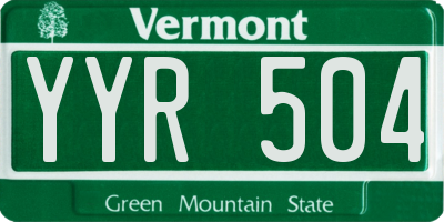 VT license plate YYR504