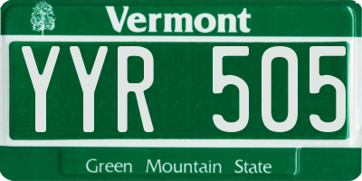 VT license plate YYR505