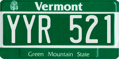 VT license plate YYR521