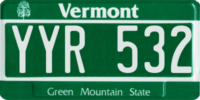 VT license plate YYR532