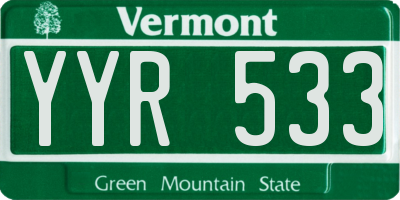 VT license plate YYR533