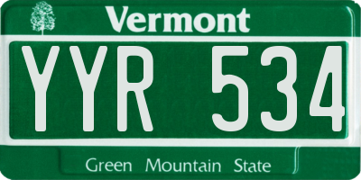 VT license plate YYR534