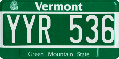 VT license plate YYR536
