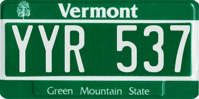 VT license plate YYR537