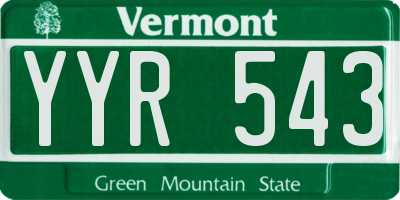 VT license plate YYR543