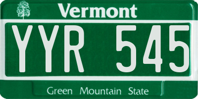 VT license plate YYR545