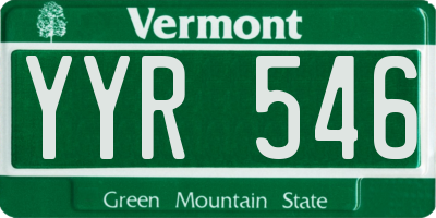 VT license plate YYR546