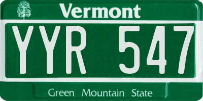 VT license plate YYR547
