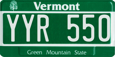 VT license plate YYR550