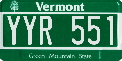 VT license plate YYR551