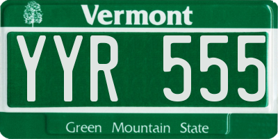 VT license plate YYR555