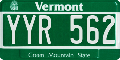 VT license plate YYR562