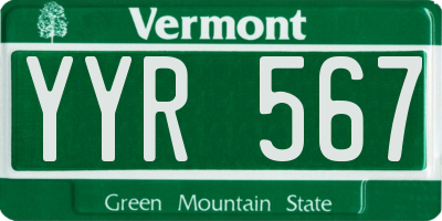 VT license plate YYR567