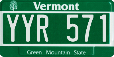 VT license plate YYR571