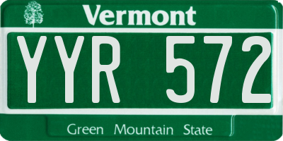 VT license plate YYR572